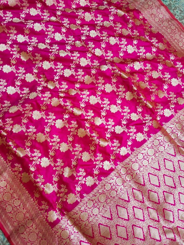 Pink katan banarasi saree