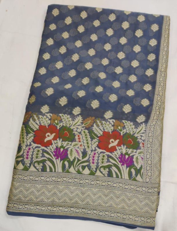 Grey Banarasi Georgette Saree