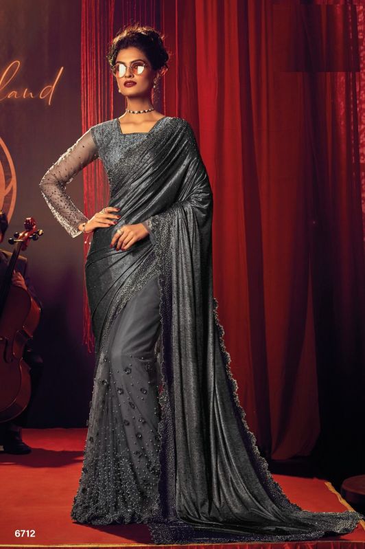 Grey Embroidered Saree