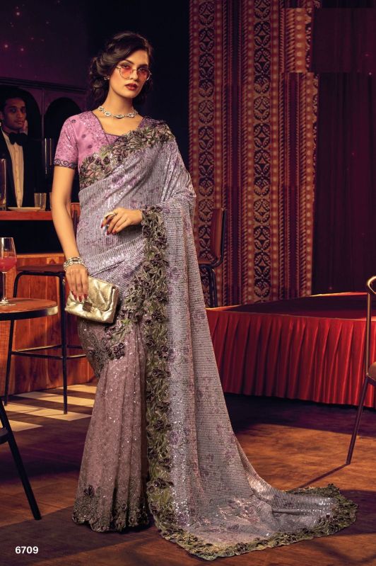 Net Embroidered Saree