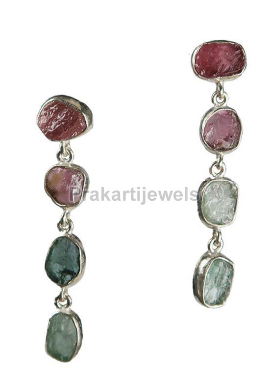 Ladies Ruby and Aqua Earrings