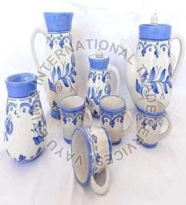 Blue Pottery Tea Kettle Set