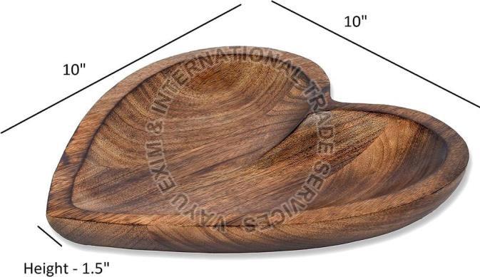 Heart Shaped Wooden Serving Tray