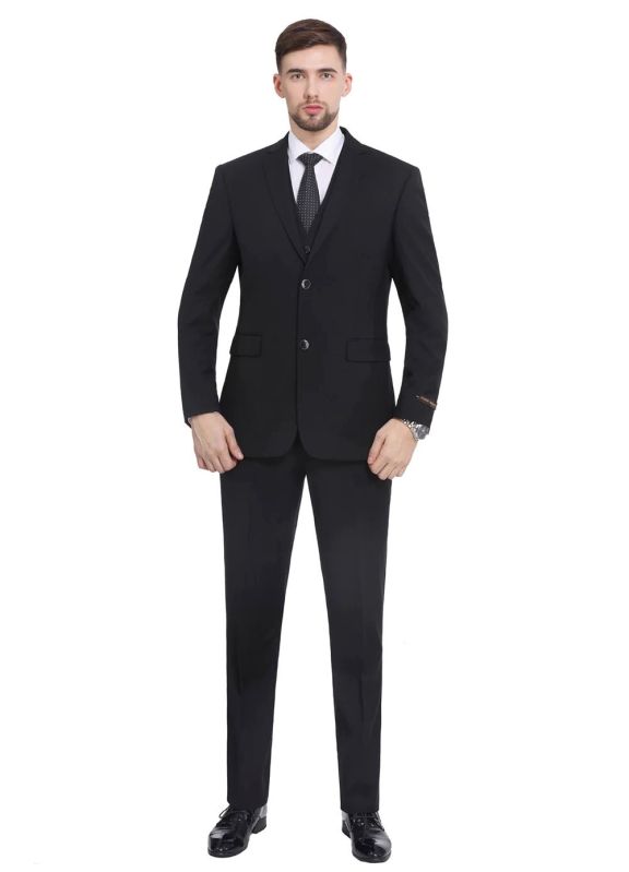 Black Formal Mens Three Piece Coat Pant