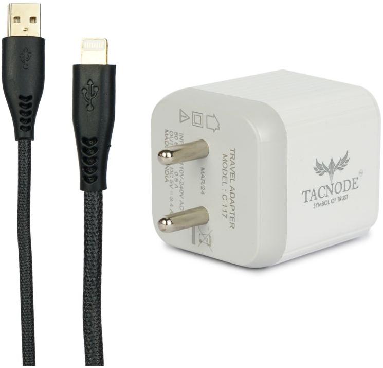 Tacnode Superfast Dual Usb Home charger 3.4 Amp. with Usb to Apple cable