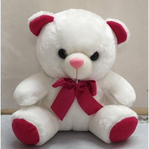 Fur White & Red Teddy Bear Soft Toy