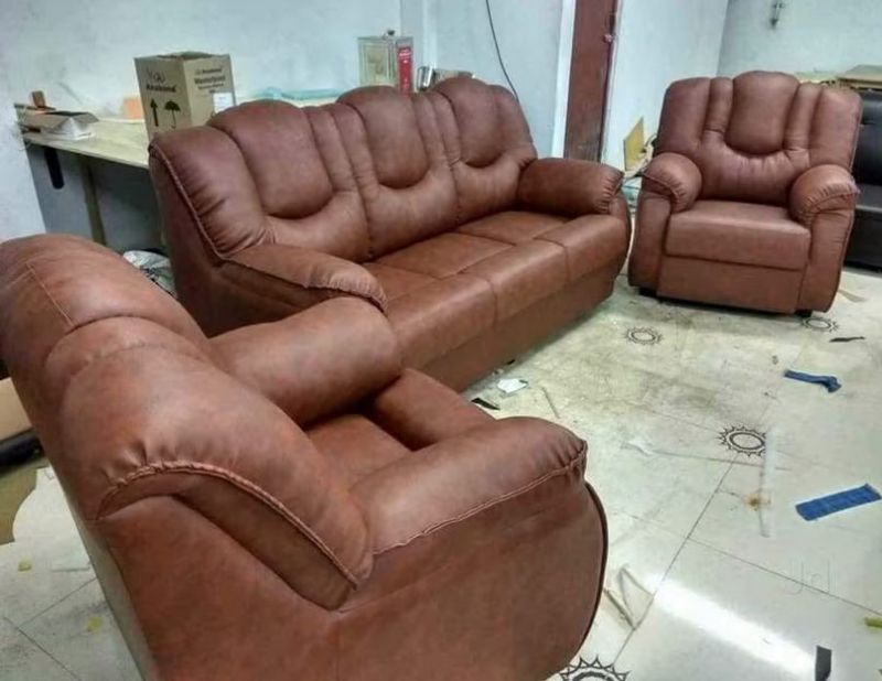 Brown Leather Sofa Set