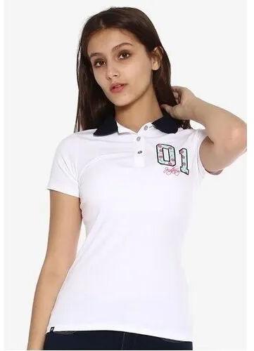 Ladies Printed Polo Neck T Shirt