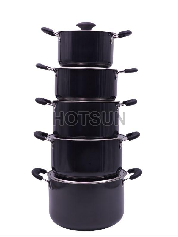 Black Hard Anodized Stock Pot Set