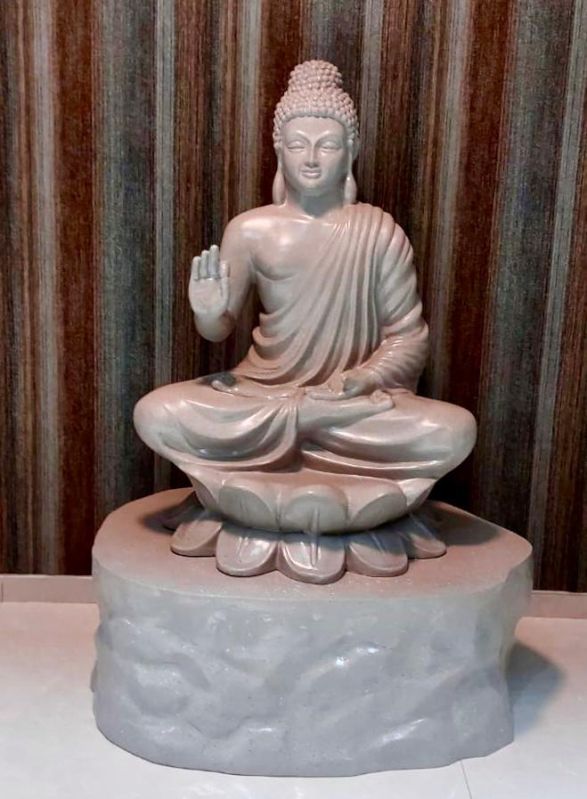 Grey Fiber Buddha Statue