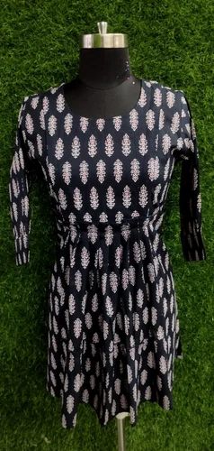 Ladies Black Printed Short Kurti