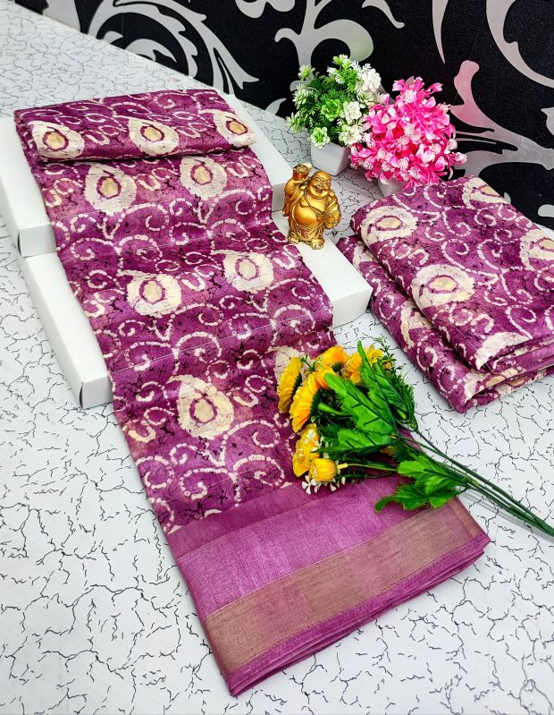 PINK COTTON SAREES WITH PRINTED DESIGN