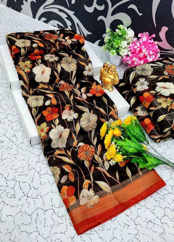 soft cotton saree with beautiful flower printed