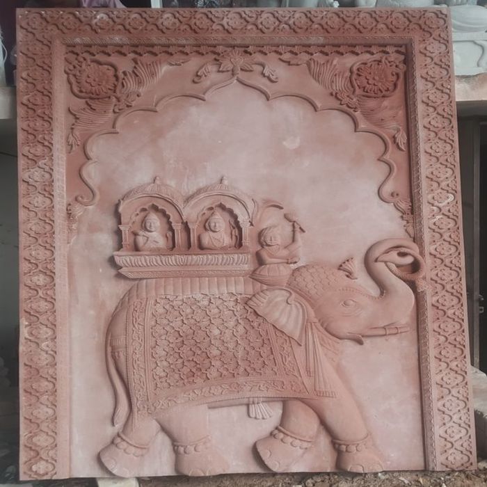 Stone Elephant Wall Panel