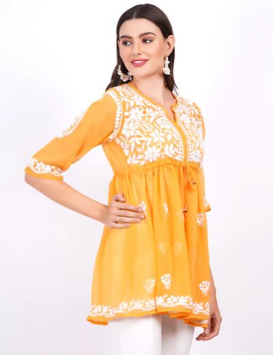 Mustard Color Georgette Peplum Top