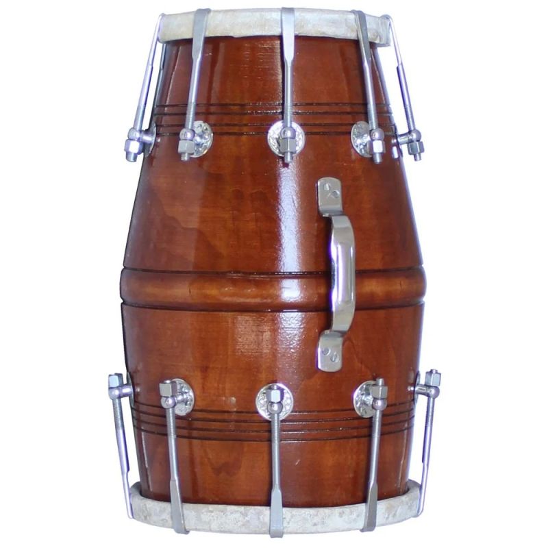 17 Inch Brown Wooden Handmade Indian Dholak