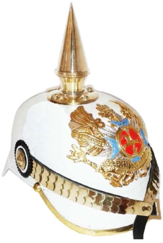 White Prussian Pickelhaube Collectible German Leather Helmet