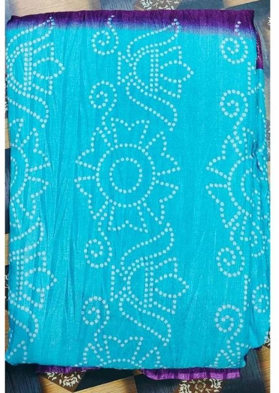 Ladies Blue Polyester Printed Saree