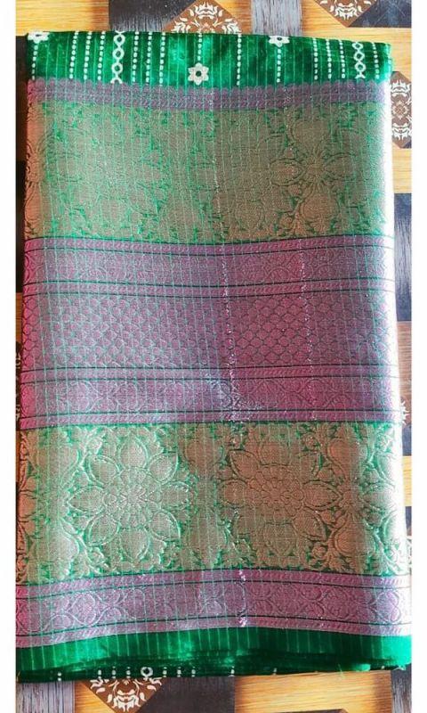 Ladies Green Polyester Pattu Saree