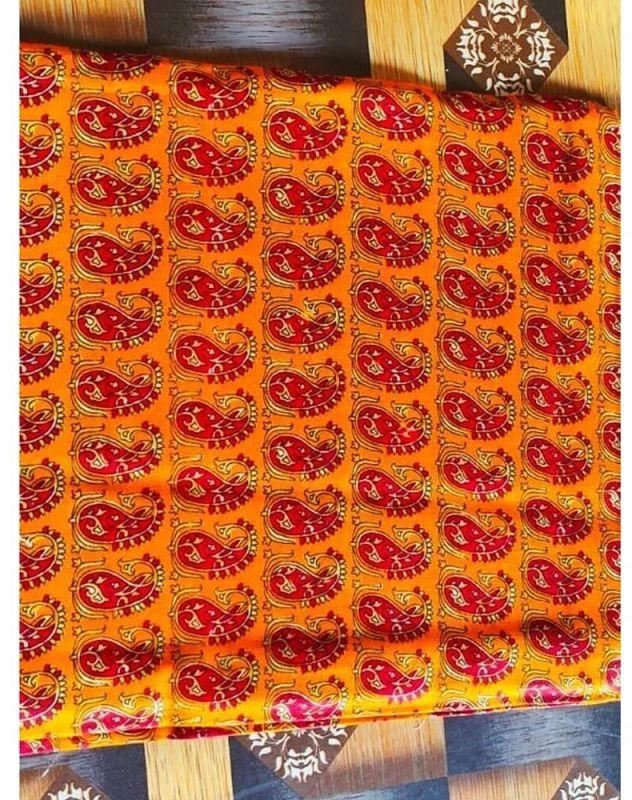 Printed Yellow Cotton Blouse Fabric