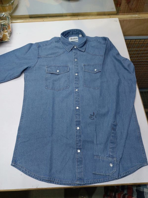 Mens Denim Full Sleeves Plain Shirt