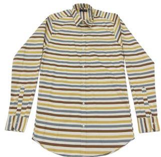 Mens Yellow Striped Poly Lycra Shirt