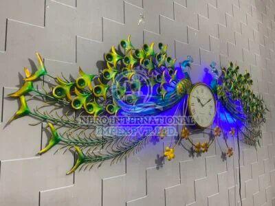 Iron Peackock Shape Wall Decorative Clock