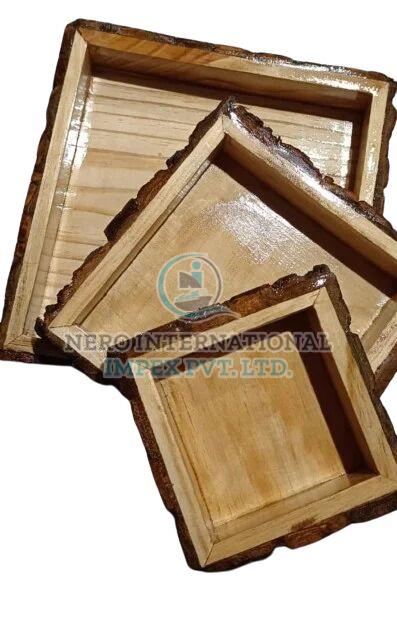 Wooden Square Tray Set
