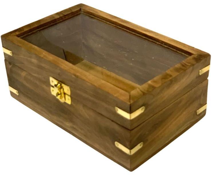 Small Wooden Glass Jewellery Box