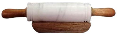 18x2 Inch Two Line White Marble Rolling Pin