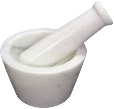 4x3 Inch White Round Marble Mortar & Pestle