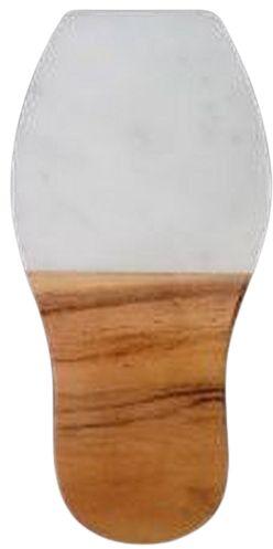 8.5x4 Inch White Marble & Wood Spoon Rest