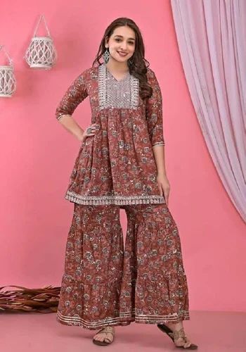 Ladies Cotton Sharara Suit