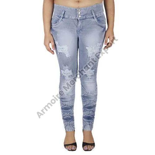 Ladies Ripped Slim Fit Jeans