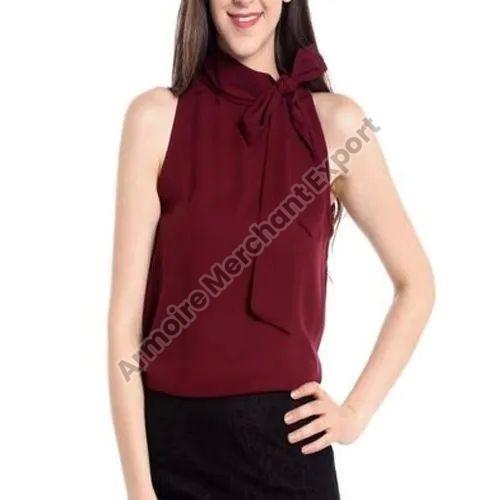 Maroon Ladies Sleeveless Top