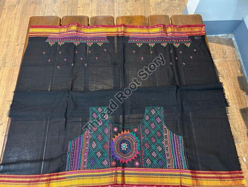 Pure Handloom Cotton Black Blouse Fabric