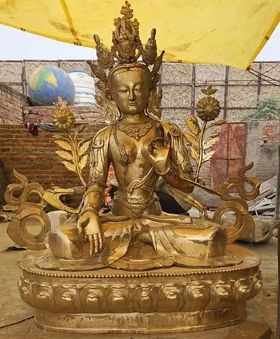 Brass Green Tara Statue