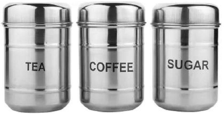 Stainless Steel Tea Coffee & Sugar Container Set