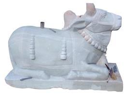 6 Feet Marble Nandi Mahraj Statue