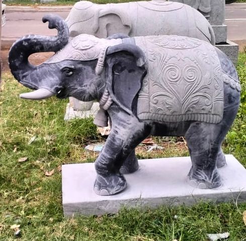 Black Stone Elephant Statue