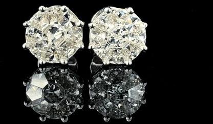 AUT811 Pie Cut Diamond Stud Earrings