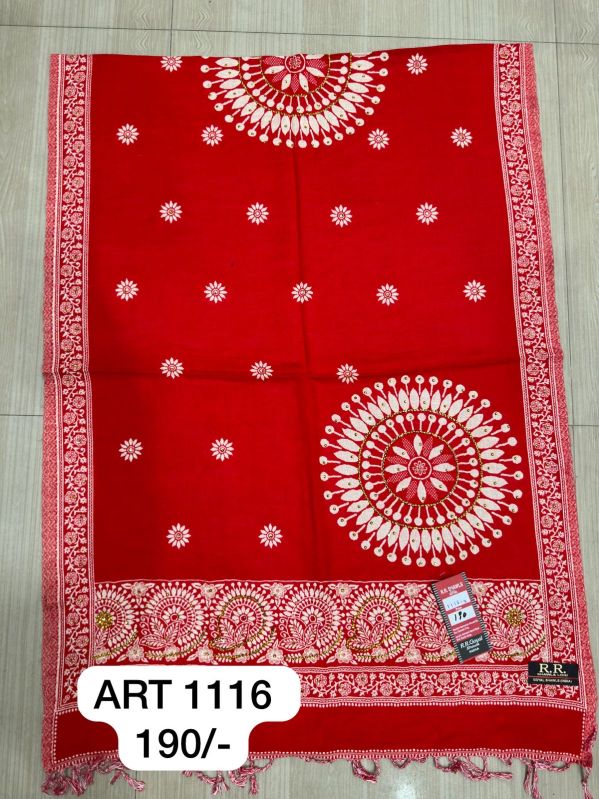 ART1116 Fancy Red Woolen Stole