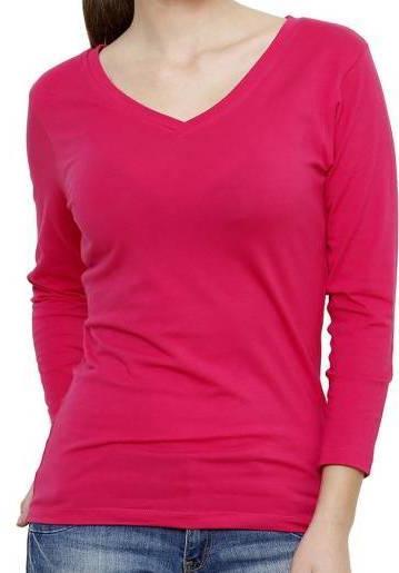 Ladies Full Sleeve V Neck T-Shirts