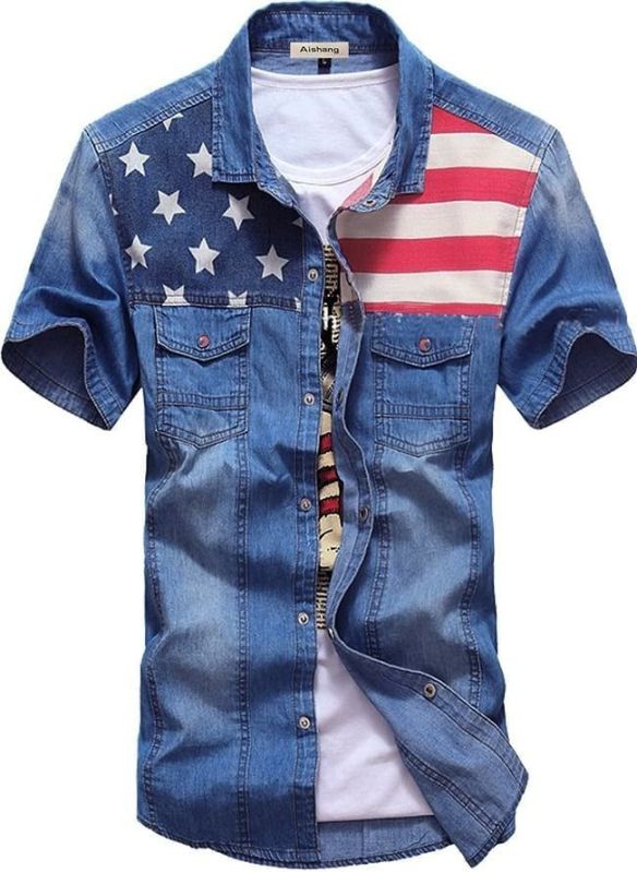 Mens Half Sleeve Denim Shirts