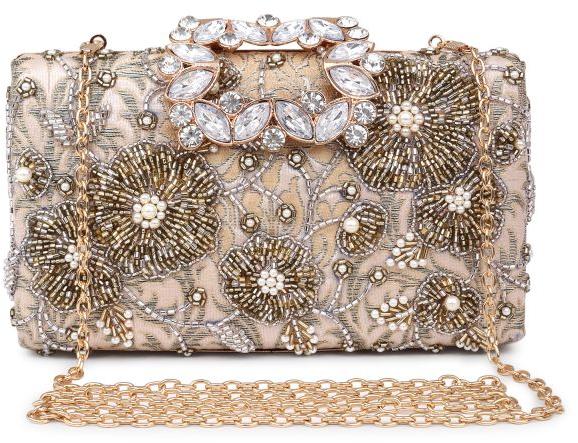 Fancy Embellished Frame Box Clutch Bag