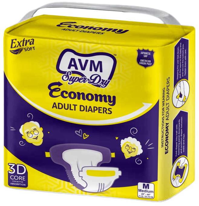 AVM Super Dry Economy Medium Adult Diapers
