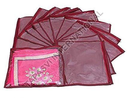 30 Pcs Combo Dark Maroon Non Woven Plain Saree Cover