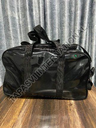 Glosy Black Rexine Duffle Bag