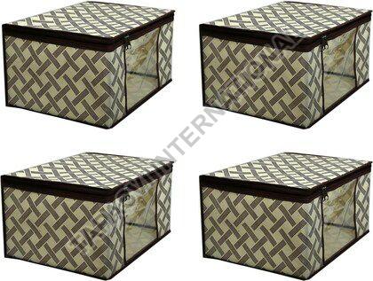 4 Pcs Combo Printed Beige & Black Storage Bag