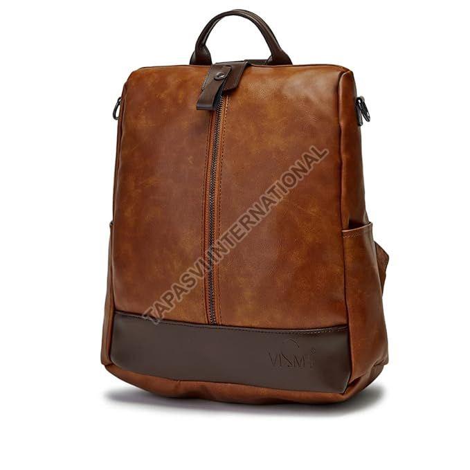 Rexine Brown Stylish School Backpack